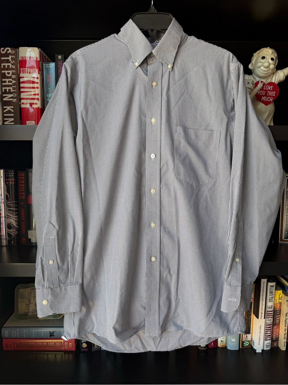 Arrow Men's Blue and White Micro-Check Button-Down Shirt